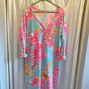 Lilly Pulitzer Pink and Aqua Floral Swim Coverup